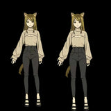 [Styled Wig]Kansai Neko Cosplay Wig Anime Chainsmoker Cat Women Long Straight Brown Hair Ear Hair Clips Tail Halloween Carnival