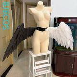 Angel Devil Black And White Wings Cosplay Costume Women Man Foldable Lolita Little Wings Cosplay Halloween Carnival Party Prop