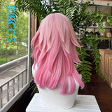 March 7th Cosplay Wig Honkai Star Rail Hair 50cm Long Pink Gradient Wigs Heat Resistant Synthetic Hair Halloween Party