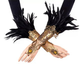 Feather Gloves Cosplay Anime Colorful Angel Devil Lolita Lace Sleeves Accessories Fashion Trends Props Halloween Carnival Party