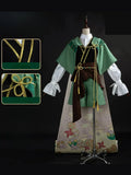 Venti Five Song ImmortalsCosplay Costume Genshin Impact Cuiguang Green Kimono Cape Outfit White Puff Sleeve Shirt Full Set