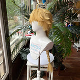 [Styled Wig]Aether Cosplay Wig Genshin Impact Man Long 80CM Linen Gold With Braid Hair For Anime Cosplay Halloween Party Wigs
