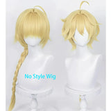 [Styled Wig]Aether Cosplay Wig Genshin Impact Man Long 80CM Linen Gold With Braid Hair For Anime Cosplay Halloween Party Wigs