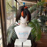 [Styled Wig]Zhu Yuan Cosplay Wig Zenless Zone Zero ZZZ  Anime Game Black And Orange Hair Halloween Party Prop Rose Net Wigs