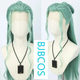 [Styled Wig]Blue Three pointed Ancient Style Blue Dragon COS Ancient Costume NPC Master Style Wig Headset