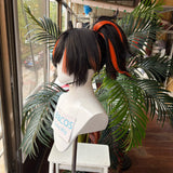 [Styled Wig]Zhu Yuan Cosplay Wig Zenless Zone Zero ZZZ  Anime Game Black And Orange Hair Halloween Party Prop Rose Net Wigs