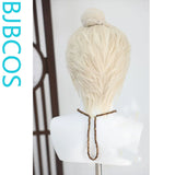 [Styled Wig]WHERE WINDS MEET Dongque Gongzi White Gold Lace Front Wig COS Hairy Girl Style Wig Set