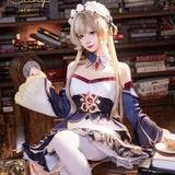 【In Stock】Sandrone Cosplay Costume Game Genshin Impact  Marionette Purple And White Dress Uniform Halloween Party Girls Prop