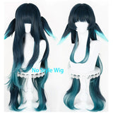 [Styled Wig]Celaeno‌ Cosplay Wig Game Genshin Impact For Women 95CM Black And Mix Green Long Straight Hair Hallowmas Party