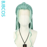 [Styled Wig]Blue Three pointed Ancient Style Blue Dragon COS Ancient Costume NPC Master Style Wig Headset