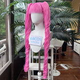 [Styled Wig]Perona Cosplay Wigs Pink Curl Double Ponytail Heat Resistant Synthetic Woman Hair Full Wigs For Halloween Party Wigs