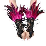 Feather Gloves Cosplay Anime Colorful Angel Devil Lolita Lace Sleeves Accessories Fashion Trends Props Halloween Carnival Party