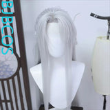 [Styled Wig]Ashes of the Kingdom‌ Linghu Mao Silver White Fake Hand Hook Hair COS Wig Set（Excluding headwear）