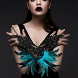 Feather Gloves Cosplay Anime Colorful Angel Devil Lolita Lace Sleeves Accessories Fashion Trends Props Halloween Carnival Party