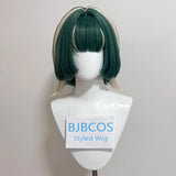 [Styled] Anime GACHI AKUTA Guita Hebby Fantasia Cosplay Wig Green White Mixed Short Hair Heat Resistant Synthetic Wigs Halloween