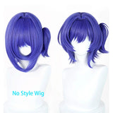 [Styled Wig]Prune Cosplay Wig Game Genshin Impact Blue Short Hair And Pony Tail For Men Women Carnival Party Halloween Anime Wig