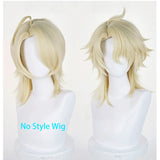 [Styled Wig]Varka Cosplay Wig Game Genshin Impact Cosplay Light Yellow 35CM Short Hair Heat Resistant Synthetic Halloween Wig