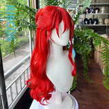 【Styled】Honkai Star Rail Himeko Cosplay Wig  70cm Long Wavy Games Cosplay Wigs Fiber Heat Resistant Synthetic Hair + Wig Cap