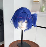 [Styled Wig]Prune Cosplay Wig Game Genshin Impact Blue Short Hair And Pony Tail For Men Women Carnival Party Halloween Anime Wig