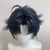 [Styled] ZZZ Asaba Harumasa Cosplay 30cm Short Black Blue Wig Heat Resistant Synthetic Hair Unisex Costumes Anime Cosplay Wigs