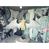 Columbina Hyposelenia Cosplay Custom Women Foldable White Versatile Pearl Cotton Wings Cosplay Halloween Carnival Party Prop