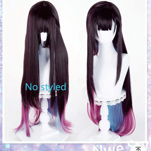 [Styled] Helektra Cosplay Wig Hysilens 96cm Black Purple Blue Mixed Wig Cosplay Heat Resistant Synthetic Wig for Halloween Costu