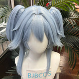 [Styled Wig]Versatile Cosplay Wig Twin Tails Women Light Blue Twin Tails Cosplay Hair Halloween Carnival Party Role Play