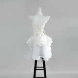 Anime Bunny Girl Cosplay Costume White Size【S-L】 Lace Ruffled Lingerie With Headband And Corset Lingerie Costumes Clothing