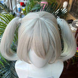 [Styled Wig]‌Jigokutani Sakura Cosplay Wig Game Anime Amakano 2 Women Gray Twin Tails Short Hair Cosplay Halloween Free Wig Cap