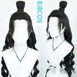 [Styled Wig]Li Yu Cosplay Full Lace Wig Game Anime Long Black Curly High Bun Hair Versatile Wig Set Halloween Carnival Party Wig