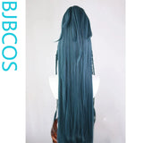 [Styled Wig]Ashes of the Kingdom‌ Ancient style Hanfu Zhang Liao cos three pointed high ponytail blue-green wig set