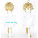 [Styled Wig]Aether Traveler Cosplay Wigs Game Genshin Impact For Men Light Yellow 90CM Hair Heat Resistant Synthetic Halloween