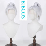 [Styled Wig]Silver white antique style male and female pointed cosplay wig, versatile ponytail headband for movies, TV shows