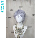[Styled Wig]Enzo Cosplay Wig Game Roco Kingdom Gray Blue Flipped Short 42CM Hair Realistic Scalp Wig Cosplayer Halloween Party