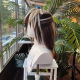 [Styled Wig]Rei Cosplay Wig Game Man Mixed Brown Light Yellow Hair For Game Anime Halloween Costume Role Play Party Wigs
