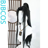 [Styled Wig]Antique Hanfu Male Youth Lang Lace Front Wig Ink Burning Universal Wig Set Half Tie Ponytail
