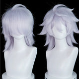 [Styled Wig]Enzo Cosplay Wig Game Roco Kingdom Gray Blue Flipped Short 42CM Hair Realistic Scalp Wig Cosplayer Halloween Party