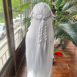 [Styled Wig]Severian Lowell Cosplay Anime Game Zenless Zone Zero Long Silvery White Wigs Fashion Ponytail Hairdo Synthetic