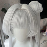 [Styled] Anime Cosmic Princess Kaguya Yachiyo Runami Cosplay Wig Silver-grey Long Ponytail with High Half-up Bun Wigs