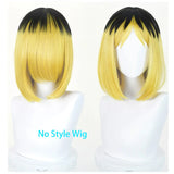 [Styled Wig]Yaku Neko Cosplay Wig Anime Chainsmoker Cat Women Short Yellow Mixed Black 35CM Hair Ear Tail Prop Party Carnival