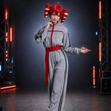【In Stock】Kasane Teto Cosplay Costume Anime Virtual Singer Brain Rot Gray And Red Full Set With Outfit For Halloween Carnival