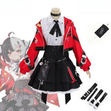 Anime Game Neverness To Everness Cosplay Halloween Lacrimosa Costume Y2K Punk Red Short Coat Black Dress Goth Lolita