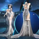 August Cosplay Costume Game Azur Lane Women Silver Evening Dress Star Rendezvous August Cosplay Anime Halloween Party Outfit S-L