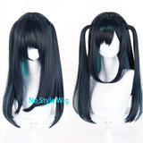 [Styled Wig]Ada Closure Church Cosplay Wig Game Arknights Women Long Twintails Mixed Dark Blue 60CM Hair Anime Cosplay Party