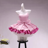 Mizi SUA Cosplay Costume Anime Alien Stage Women Cute Pink Big Bow Glitter Ruffle Dress Cute ZOMST Zombie Stage Cosplay S-2XL