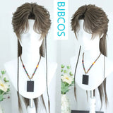 [Styled Wig]Wolf Cut Mullet Cosplay Wig Anime Long Light Brown Men's NPC Universal Hair Shaped COS Set Halloween Party Wig Cap