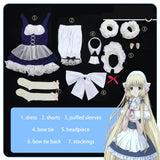 Chii Cosplay Costume Anime Chobits For Women White And Purple Dress Headwear‌ Prop Full Set Halloween Costume Lolita Dress S-XL