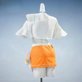 Robin Cosplay Costume Game Honkai Star Rail HSR Women Orange JK Dress Halloween Summer Fashion Anime One Shoulder Top Size S-L
