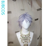 [Styled Wig]Enzo Cosplay Wig Game Roco Kingdom Gray Blue Flipped Short 42CM Hair Realistic Scalp Wig Cosplayer Halloween Party