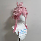 [Styled] Honkai Star Rail Evanescia Cosplay Wig Short Pink Gradient Hair Female Heat Resistant Wigs for Halloween Party